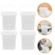 Dulrua 4pcs Thickened Clear Square Ice Cream Tub Ice Cube Buckets Ice Cube