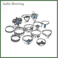 Aolie 13ชิ้นชุดแหวนแฟชั่นย้อนยุค Boho Dainty Bohemian PARTY เครื่องประดับดาวอัญมณี