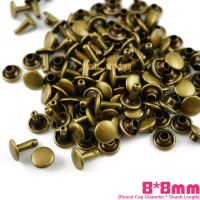 500 set 8x8mm Antique Brass Double Cap Round Rapid Rivet Leathercraft Rivet