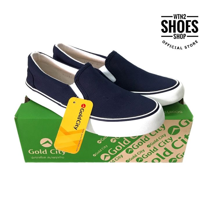 รองเท้า Slip On ผู้ชาย รองเท้าผ้าใบ Goldcity รุ่น 1285 แบบสวม สีกรม รองเท้าผู้ชาย  สลิปออน | Lazada.Co.Th