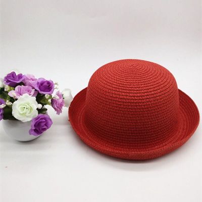 ไหมถักฟางโค้งสำหรับผู้ใหญ่และเด็ก (ฤดูร้อน) หมวกแก๊ปโดมแบบโดมสำหรับพ่อแม่และหมวกและหมวก U29สำหรับหมวกทรงกลมมีขอบโค้ง