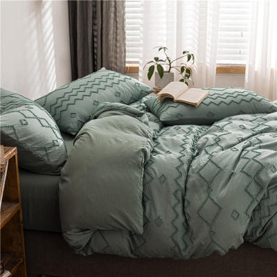 Bonenjoy เครื่องนอนสีเขียวดอกไม้รูปทรงเรขาคณิตเครื่องนอนแปรงผ้าขนาดใหญ่/ผ้านวมผ้าคลุมเตียงขนาดใหญ่