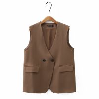 Plus Size XL-4XL Womens V-neck One Button Autumn New Vests Ladies Solid Color Elegant Office-wear Black Khaki Outerwear Fashion Suit Vest