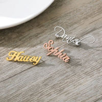Custom Name Brooch Men Stainless Steel Nameplate Lapel Pins Brooches for Women Jewelry Gift Broches Para Ropa Mu Viewer