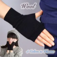 LiaoTai ถุงมือครึ่งนิ้วสำหรับผู้หญิง,1คู่อบอุ่นกลางแจ้งฤดูหนาวสีทึบถุงมือครึ่งนิ้วนิ่มถุงมือถักลำลอง