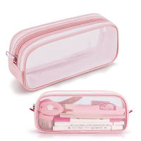 Office Supplies Organizer Makeup Bag For Adults Grid Mesh Pen Bag Multifunctional Organizer Box Transparent Pencil Case
