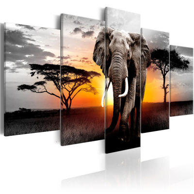 HUACAN Full Drill Square Diamond Painting 5pcsset Animal 5D Diamond Embroidery Elephant Multi-picture Home Decoration