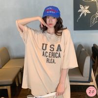 ? New2023 ? เสื้อยืดคอกลมแขนสั้น สกรีนลาย USA ผ้านิ่มเด้ง