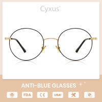 Cyxus Blue Light Blocking Computer Glasses Anti Eye Strain UV Protection Korean Round Metal Frame Gaming MenWomen Eyewear 8090