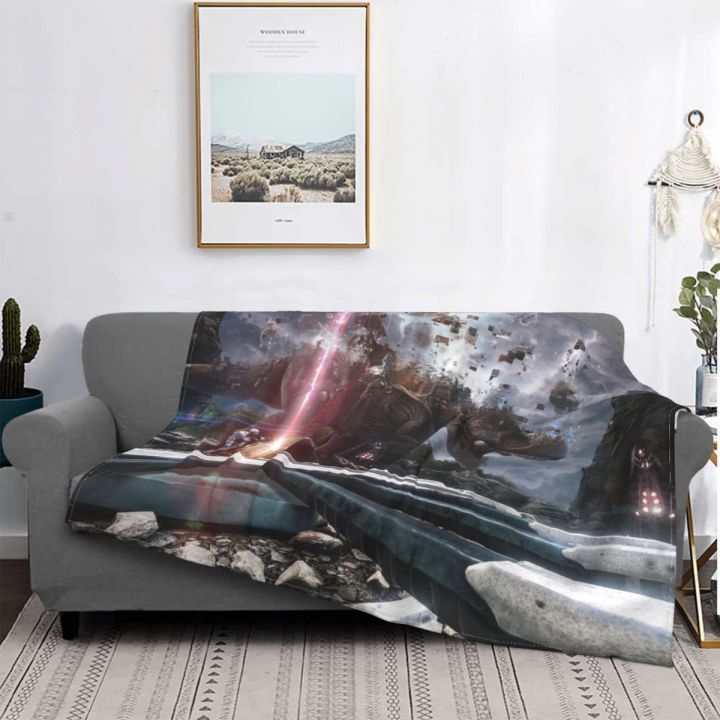 ark-survival-evolved-dinosaur-arpg-games-blanket-flannel-adventure-cozy-soft-fleece-bedspread