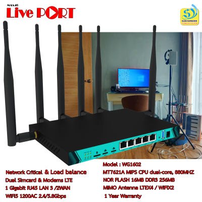 MAX4G Liveport WG1602 4G load balance Router ( รวมเน็ต 2 ซิม )