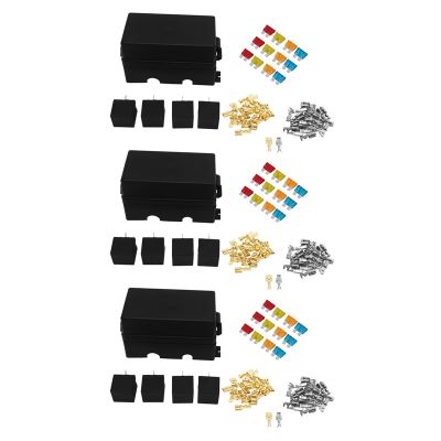 12 Way Blade Fuse Holder Box with Spade Terminals and Fuse 12PCS 4Pin 12V 80A Relays for Car Truck Trailer and Boat