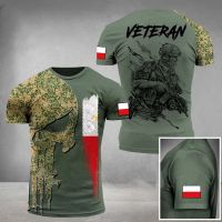 Poland Army Mens T-Shirts 3D Print Polish Jersey Oversized O-Neck Veterans Camo Short Sleeve Shirt Tops Male Loose Streetwear