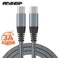 ANSEIP สาย USB C สายชาร์จแบตเตอรี่60W ชนิด USB สาย PD สายชาร์จเร็ว3A Type C สำหรับ Hauwei P50 Macbook Samsung POCO Xiaomi POCO