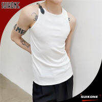 Suikone เสื้อกั๊กผู้ชายแบบมีหัวเข็มขัดโลหะมีสายดึงกางเกงดีไซน์แบบคู่รักเสื้อเลกกิ้งสไตล์บาง