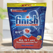 Viên rửa bát Finish All in 1 Max 80 viên Túi, Hương Chanh  10 trong 1, Rửa