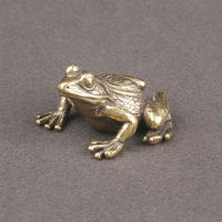 Chaoshihui Brass Frog Desktop Ornament Retro ขนาดเล็กกบรูปแกะสลักสัตว์เลี้ยงสัตว์น้ำทองเหลืองสัตว์เลี้ยงชาสำหรับการตกแต่งบ้าน