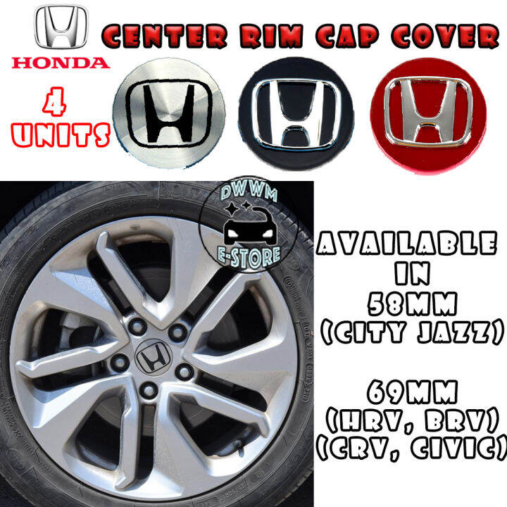 4 units Honda Mugen Rim Cap 69mm [BLACK] Wheel Center Caps Emblems Tyre