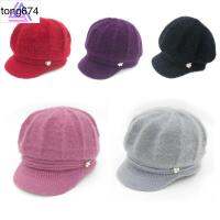 TONG กลางแจ้ง ลำลอง ถัก หมวกเบเร่ต์ Gorras Mujer อบอุ่น Beanies หมวกสำหรับแม่ หมวกยาง หมวกถักนิตติ้ง