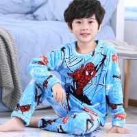 Spiderman Marvels Winter Flannel Pajamas Sets Boys Sleepwear Clothes for Girls Clothing Toddler Plush Suit Casual Kids Homewear