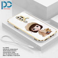 เคส TPU หมวกการ์ตูนเด็กผู้หญิงสำหรับ OPPO Reno 2 Reno2 Z Reno2 F Reno 3 Reno 4 Reno 4 Pro Reno 6 Reno 6 Pro Plus Reno6 Z Reno 7 Reno 7 Pro Reno8 T Reno 8 Reno 9 reno 9 Pro ฝาครอบสี่เหลี่ยมไฟฟ้าสายคล้องแฟชั่นน่ารัก