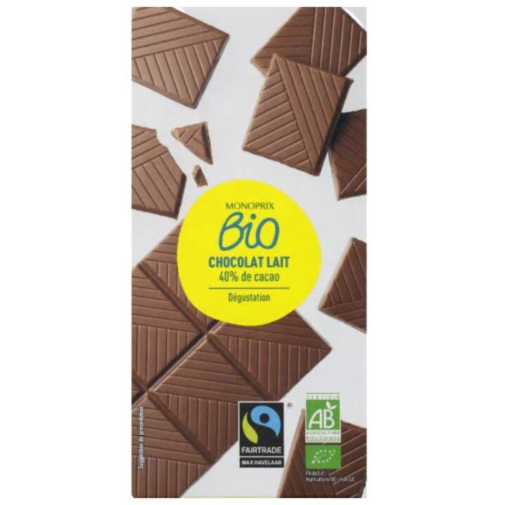 Monoprix Organic Milk Chocolate - 40% (100g) | Lazada PH