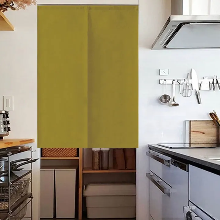 Nordic Kitchen Door Curtain Simple Solid Color Partition Curtains