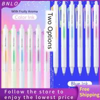 BNLO 6สีชิ้น/เซ็ต/ปากกาหมึกไฮไลท์สีฟ้าที่มีกลิ่นหอมผลไม้ชนิดกดปากกาลบได้การวาดภาพที่สร้างสรรค์/ปากกาปากกาเน้นข้อความการเขียนนักเรียน