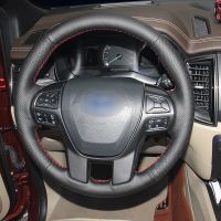 Handsewing Black Artificial Leather Steering Wheel Covers for Ford Ranger Everest 2016