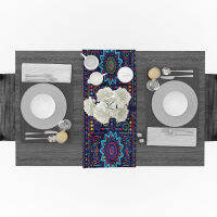 Colorful Ethnic Paisley Pattern Blue Pattern Elephant Table Runner Christmas Decorations for Home Table Decorarion