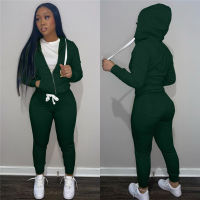 Fall Winter Sweatsuits Women Outfits 2 Two Piece Sets Hooded Tracksuit Workout Sweatshirt Solid Color Hoodie and Sweatpants 5953