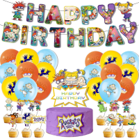 Toystory Shop Carton Rugrats Theme Balloon Set For Kids Birthday Party Decoration สุขสันต์วันเกิดแบนเนอร์เค้ก Topper Boys Party Supply