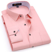 Mens Regular-fit Long Sleeve Solid Linen Shirt Single Patch Pocket Square Collar Inner Polka Dot Casual Button-up Thin Shirts