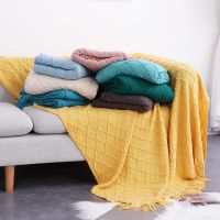 Nordic Knitted Throw Thread Sofa Blanket on the Bed Travel TV Nap Tassel Plaid Soft Towel Hotel Bedspread Home Decor