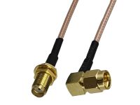 1pcs RG316 SMA Female Jack Bulkhead Nut to SMA Male Plug Right angle RF Coaxial Connector Pigtail Jumper Cable New 4inch~5M Electrical Connectors