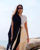 Fah Chak Woman Nola Dress in Ash &amp; Bone เดรส เดรสสองสี