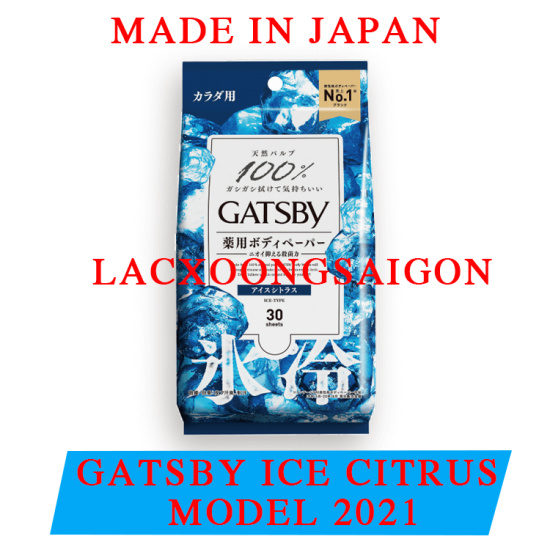 Hcmkhăn giấy ướt khử mùi diệt khuẩn gatsby ice citrus bịch 30 miếng - ảnh sản phẩm 1