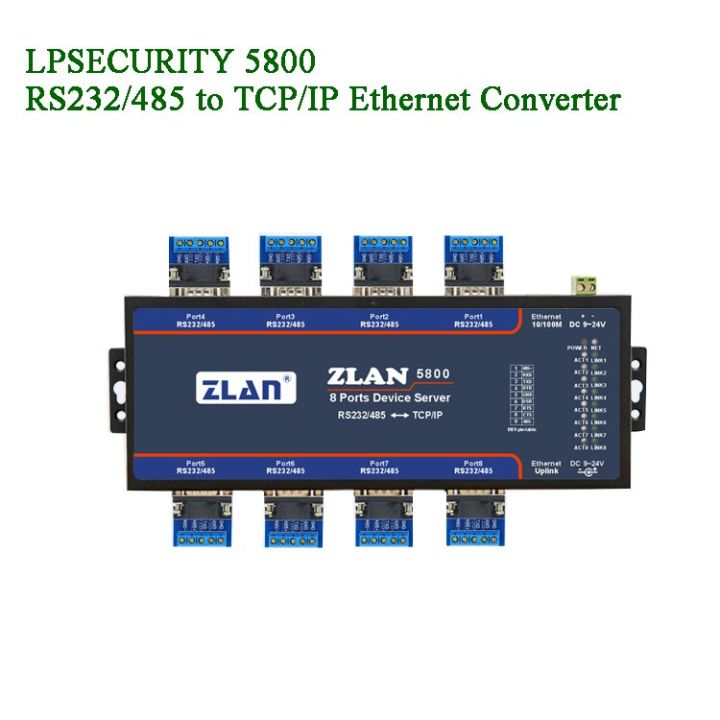 cascade-พุตอีเทอร์เน็ต8พอร์ต-zlan5800-rs232-cascade-พุตแบบรวมหลายพอร์ตอุปกรณ์สำหรับเซิร์ฟเวอร์-rs485-rj45ไปยัง-tcp-ip