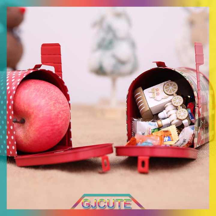 gjcute-กล่องใส่บิสกิตกล่องเหล็กสำหรับใส่ขนมคริสต์มาสกล่องของขวัญดีไซน์กล่องจดหมาย