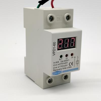 VPD1 40A 60A 220V reconnect over voltage and under voltage protection protective device relay with Voltmeter voltage monitor