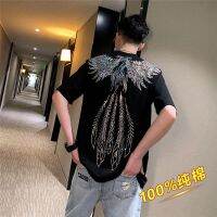 CODiy085671 Loose fitting T-shirt 纯棉短袖男超火潮牌烫钻凤凰T恤男上衣精神小伙青春体恤23.5.13现货