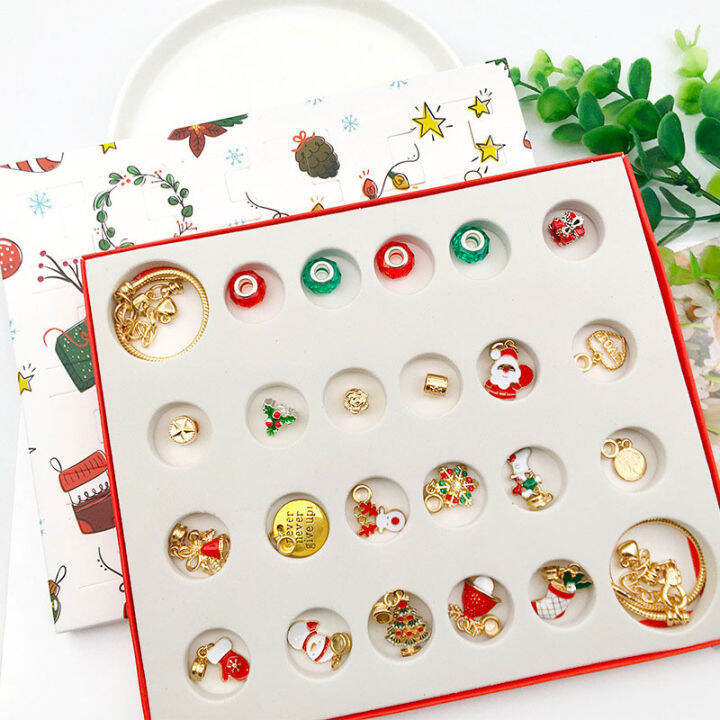 abl-christmas-สร้อยข้อมือลูกปัด-diy-ตกแต่งมือชุดกล่องระฆังซานต้าของขวัญกำไลคริสต์มาส