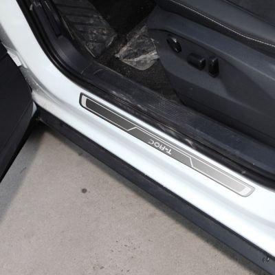 ชายบันไดแถบติดขอบประตูแต่งรถสแตนเลสสำหรับ Vlkswagen VW T-ROC Troc A11ตกแต่งแผ่นแสดงการต้อนรับ2018-2022