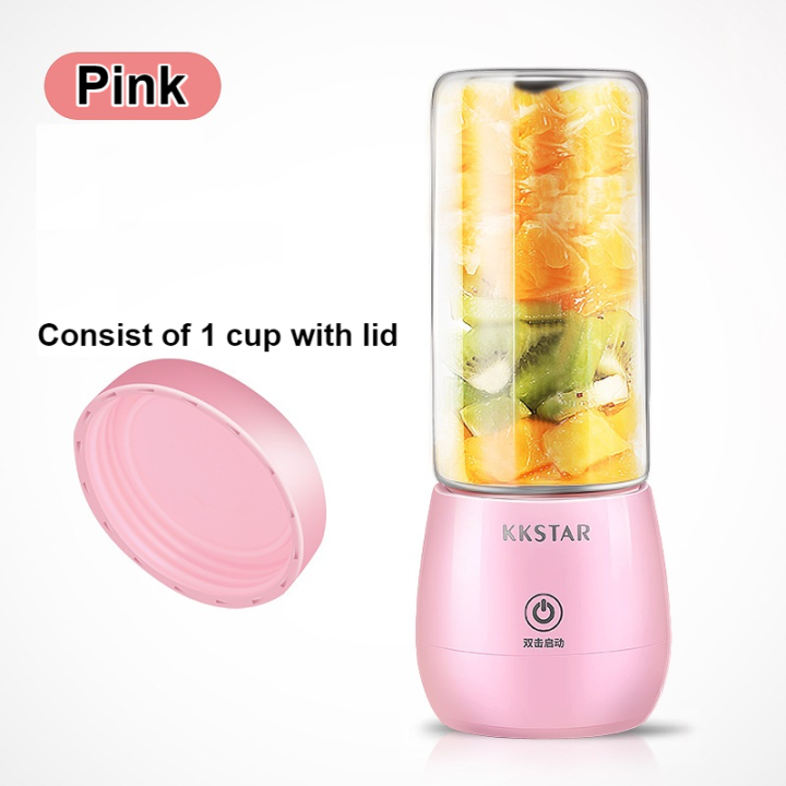KKSTAR USB Portable Electric Fruit Juicer Borosilicate Glass Cup Bottle