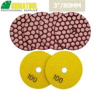 SHDIATOOL 6pcs 80mm G 100 Resin Bond Flexible Diamond Dry Polishing Pads For Granite Marble Ceramic Diameter 3inch Sanding Disks