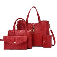 [COD] women 2023 new fashion womens shoulder bag crocodile Messenger three-piece