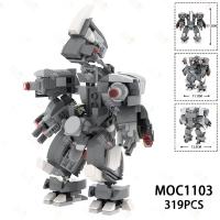 319PCS Rhino Mecha รุ่น MOC บล็อกตัวต่อสัตว์ตุ๊กตาขยับแขนขาได้การทำงานต่อสู้ประกอบอิฐของเล่นสำหรับเด็กของขวัญ MOC1103