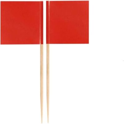 FLATE 200 pcs สี่เหลี่ยมผืนผ้าทรงสี่เหลี่ยม โลโก้ธงสี่เหลี่ยมสีแดงสำหรับคัพเค้ก สีแดงเเดง 2.56นิ้วค่ะ ป้ายตกแต่งบุฟเฟ่ต์ ของใหม่ ปลั๊กอินตกแต่งเค้กธงสีแดง เค้กรูปเค้ก