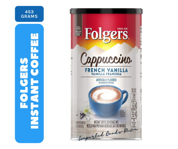 Folgers Cappuccino French Vanilla Instant Coffee Beverage Mix, 453g