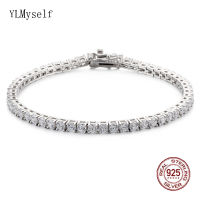 Pure Silver Of 14-21 CM Tennis celet Jewelry Chain Pave 3mm 5A CZ Eternity Stunning Hip Hop Rock Real 925 Fine Jewellery